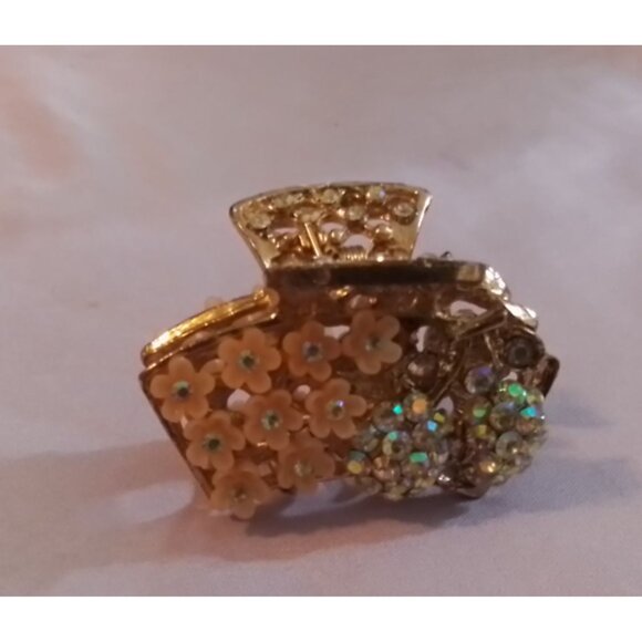 Vintage Floral Rhinestone Hair Claw Clip - Picture 2 of 3